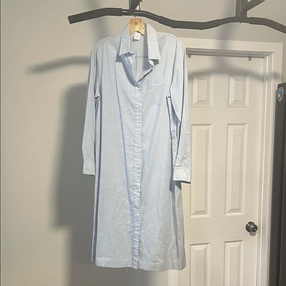 Vintage Sears Light Blue Button Down Long Sleeve Shirt Style Dress